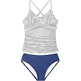 Girls Swimsuit Tankini Criss Cross Ruched 2 Piece Bathing Suit Printed Girl Swimwear for Teens 9-16Y