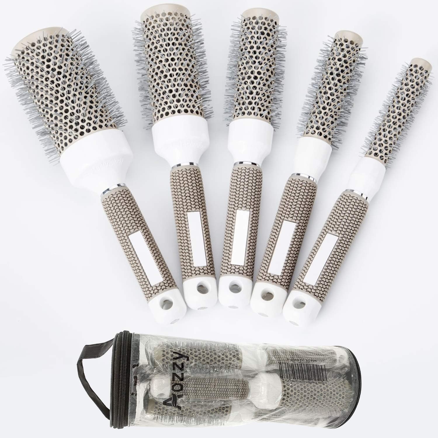 Aozzy Round Brush Set, Round Brushes for Blow Drying Hairdressing Brushes Sets for Woman Curly & Straight Salon Hair Styling