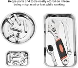CASOMAN 3-Piece Stainless Steel Magnetic Trays Round Square Parts Organizer view 5