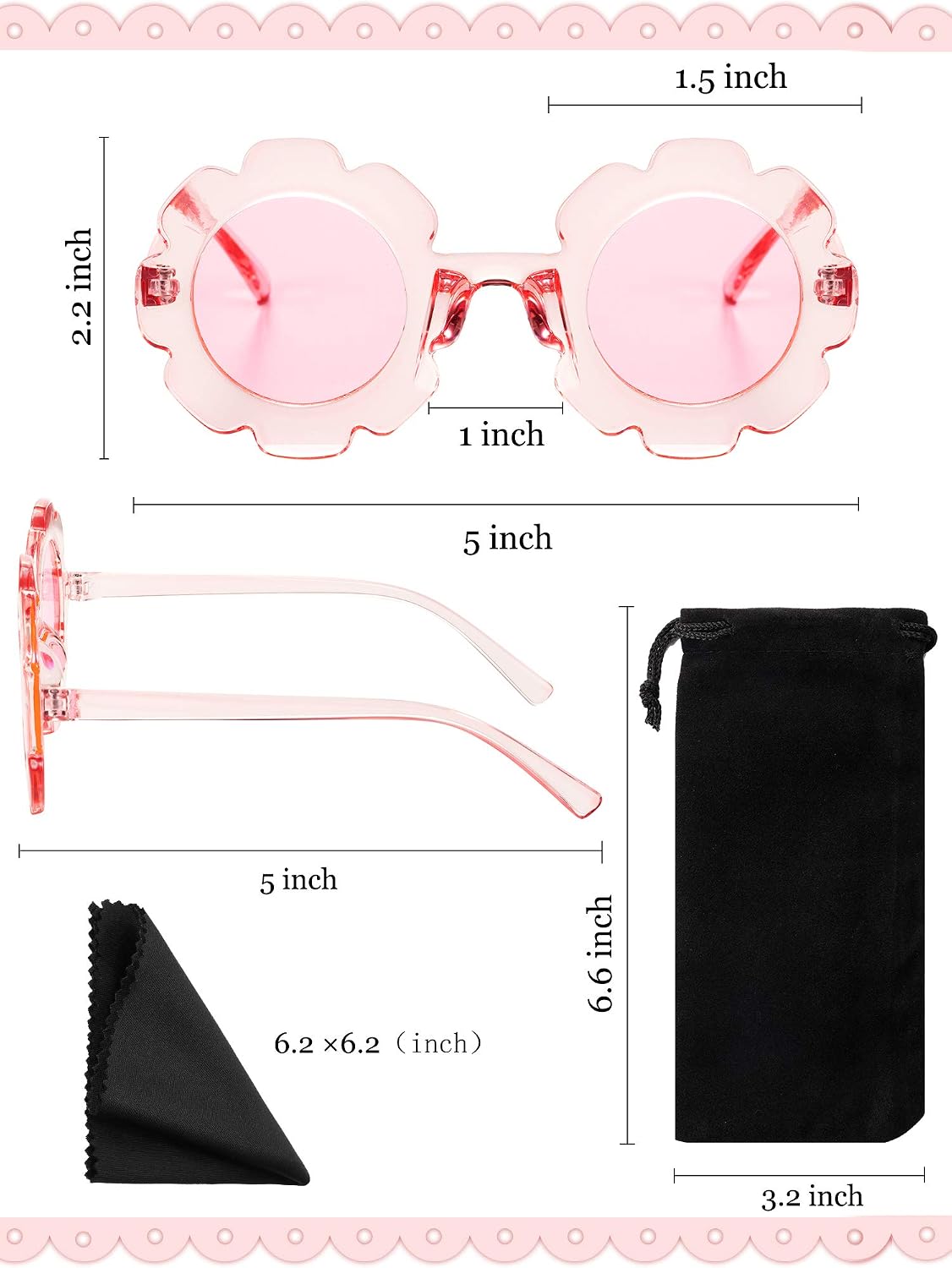 5 Pairs Kids Sunglasses Cute Round Sunglasses Flower Shaped Glasses Children Girl Boy Gifts - Image 3