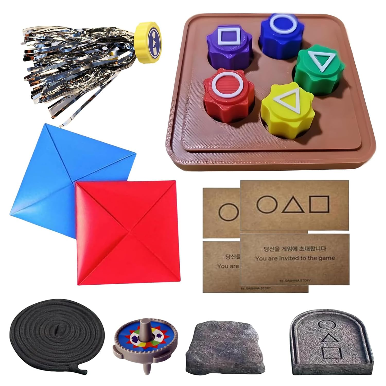 SKENGWEL Korean Folk Game Set, Korean Traditional Play Game Including Jebi Gong-gi Biseokchigi Paeng-y DDAKJI