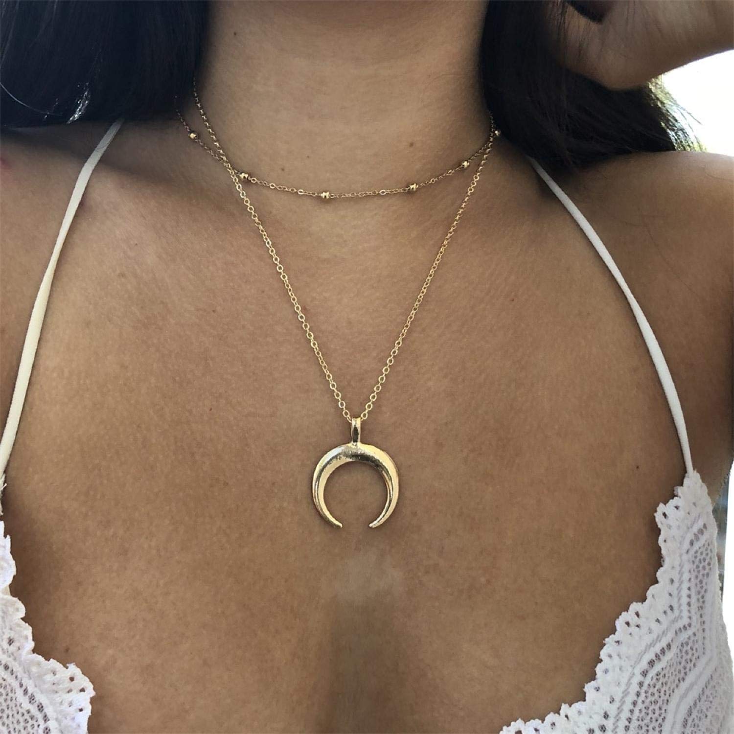 Violetaa Double Horn Necklace Crescent 