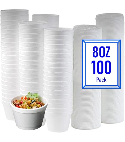 AMZ Empire 8oz Foam Food Containers With Vented Lids - 50 Pack, For Hot & Cold Takeout - View #3