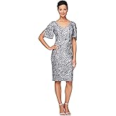 Alex Evenings Womens Short Cold Shoulder Flutter Sleeve Dress (Petite Regular)