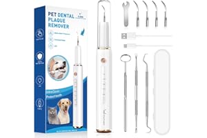 Dog Plaque Remover for Teeth, Dog Teeth Cleaning Kit with UV-Light, 5 Adjustable Modes 4 Replaceable Heads, Cats Dental Clean