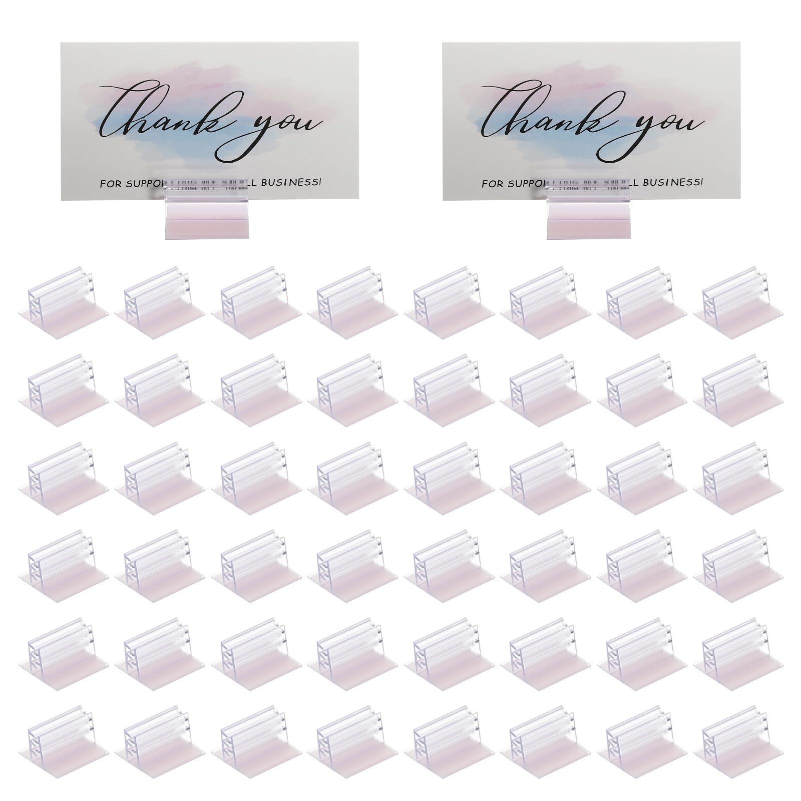 Photo 1 of PATIKIL 1 x 1 Inch Adhesive Base Sign Holder, 50 Pcs Mini Sneeze Guard Holder Acrylic Panels Holder for Fastening and Lining Up Tags Cards Photos, Transparent
