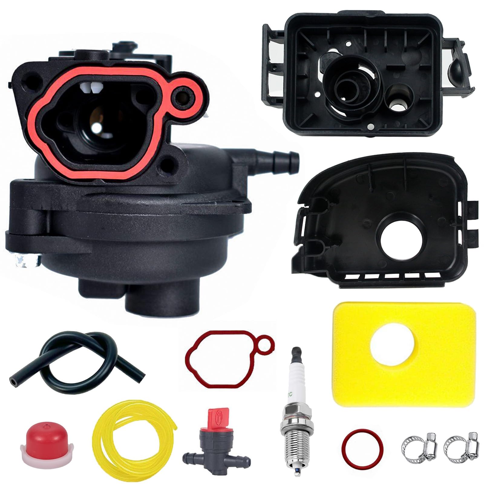 Photo 1 of 799583 Carburetor Kit Compatible with Briggs and Stratton Carb 590556 591109 591160 591979 593261 595656 798674 300E 450E 500E 550E 550EX 08P500 08P502 09P602 09P702 Series Lawnmower Engines (13pcs)