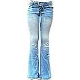 Jack David Womens Junior 70s Trendy Slim Fit Flared Bell Bottom Denim Jeans Pants (0, JD-90039.Light Blue Bell-bottm)