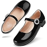 Stelle Girls Dress Shoes Mary Jane Ballet Flats Flower School Shoes for Wedding Party Toddler/Little/Big Kid