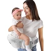 HKAI Baby Hip Carrier,Baby Carrier with Adjustable Waistband &amp; Breathable Mesh, Ergonomic Carrier with Non-Slip Hip Seat Surface for Newborns &amp; Toddlers (Light Grey)