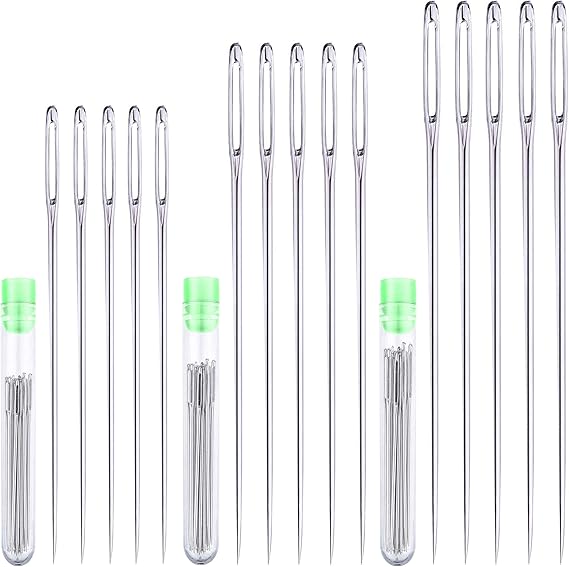 15 LargeEye Hand Sewing Needles 3 Sizes Big Eye