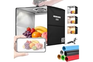 NEEWER Basics Bi Color Photo Studio Light Box, 12"x12"x12" Folding Photo Booth Shooting Tent with 6 Color Backdrops, 120 LEDs