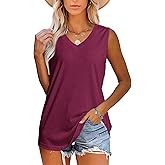 JomeDesign Womens Tank Tops Summer Sleeveless V Neck T Shirts Casual Tunic Tops for Leggings Loose Fit