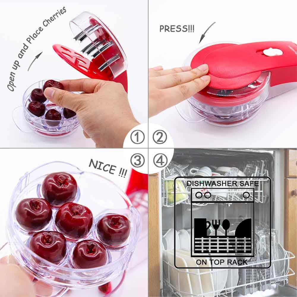 Professional Cherry Seed Remover Tool Stainless Steel With Container 6 Cherries Cherry Pitter Pitters Kitchen Dining Guardebem Com