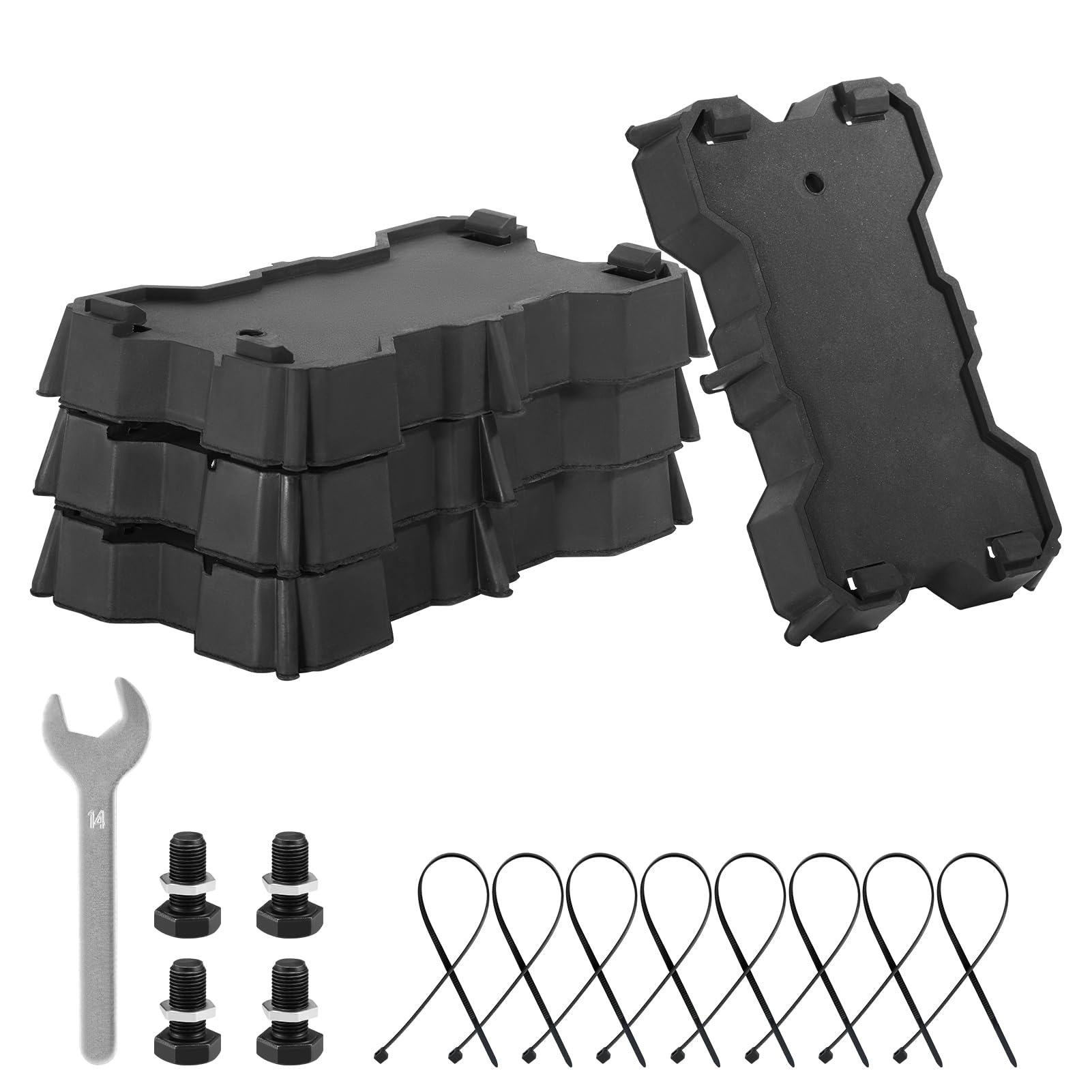 Photo 1 of Kohree 4 Pack RV Stabilizer Jack Pads, Sturdy RV Leveling Scissor Jack Block, Stabilizer Pad Solid Rubber Protection Foot for 8.75"-9.5" Length RV Stabilizer Jack, Black