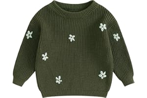 Pivanzore Baby Girl Toddler Knit Sweater Winter Clothes Cute Flower Crewneck Long Sleeve Pullover Newborn Infant Warm Tops