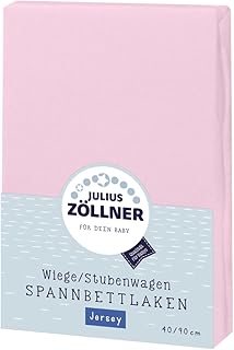 Julius Zöllner 8330047760 Jersey Spannbetttuch für Wiegen 90x40 und Stubenwagen, Farbe: rosa