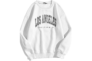 Cxquxse Women'S Oversized Sweatshirt Los Angeles California Graphic Crewneck Long Sleeve Casual Loose Pullover Tops