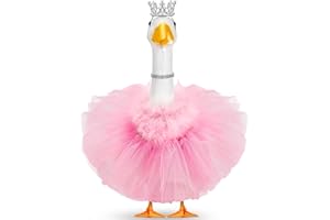 Princess Porch Goose Outfit, 4 Piece Set with Crown, Necklace, Tutu, Feather Trim for 23" 17" Cement Lawn Goose Costume