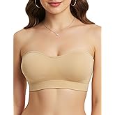 ZENUTA Strapless Bras for Women, Wireless Padded Bralette, Non-Slip Silicone Bandeau Bra, Seamless Tube Top Push Up Bra