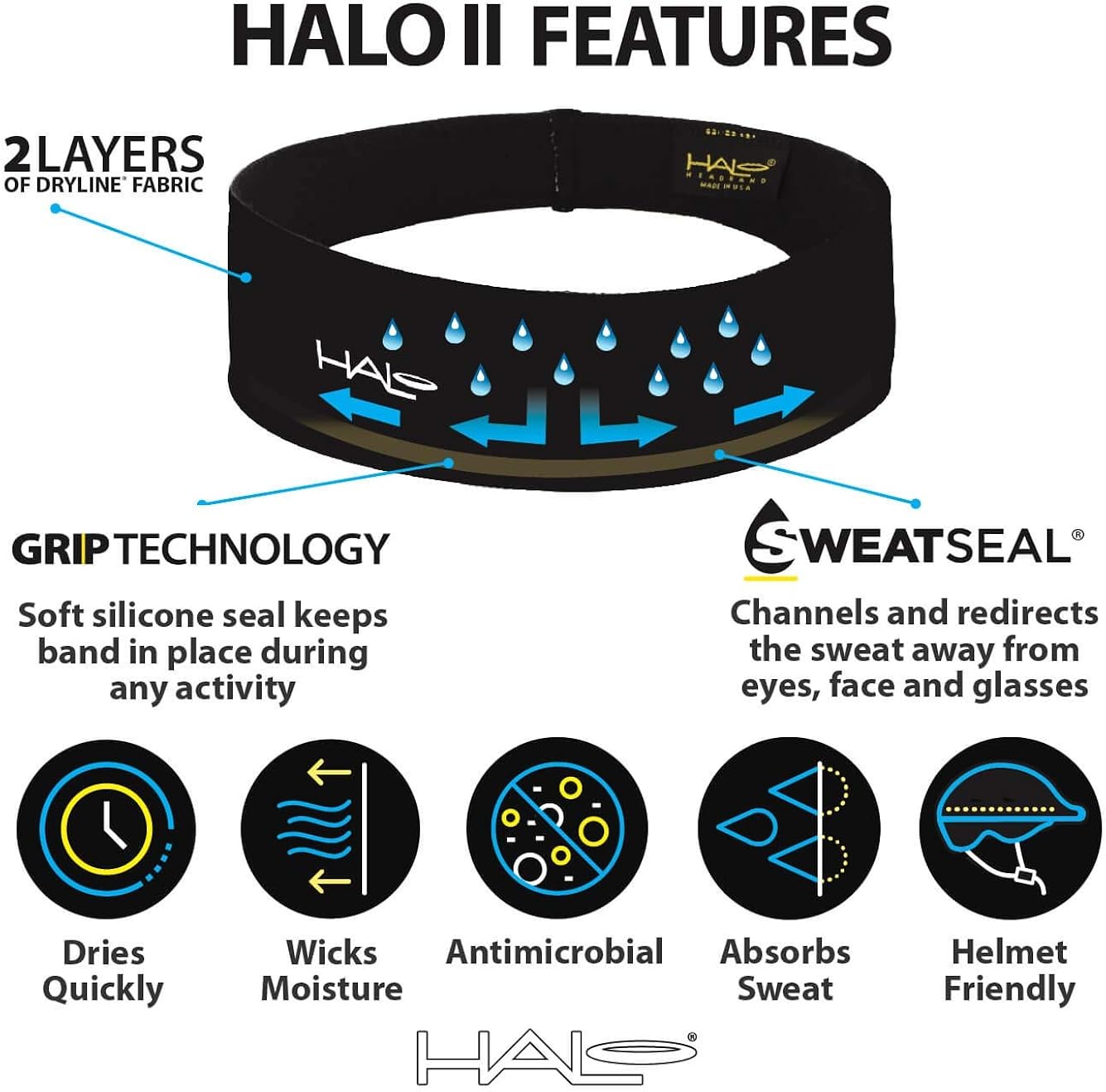 Halo II Headband Sweatband Pullover, Black: Clothing