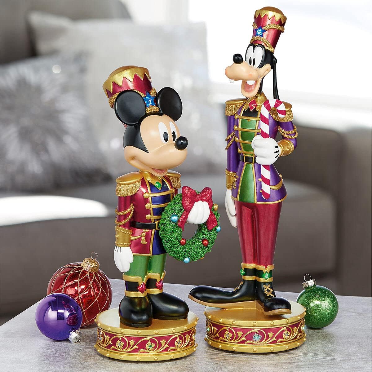 Nutcrackers - Nutcracker Disney 15.1 Inches (38.5cm) Christmas Mickey & Goofy with LED Lights & Sounds - Hand Painted