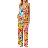 Room Service Womens Pajama Sets, Lightweight Smocked Cami with Long Pant 2 Piece Lounge Sets for Women