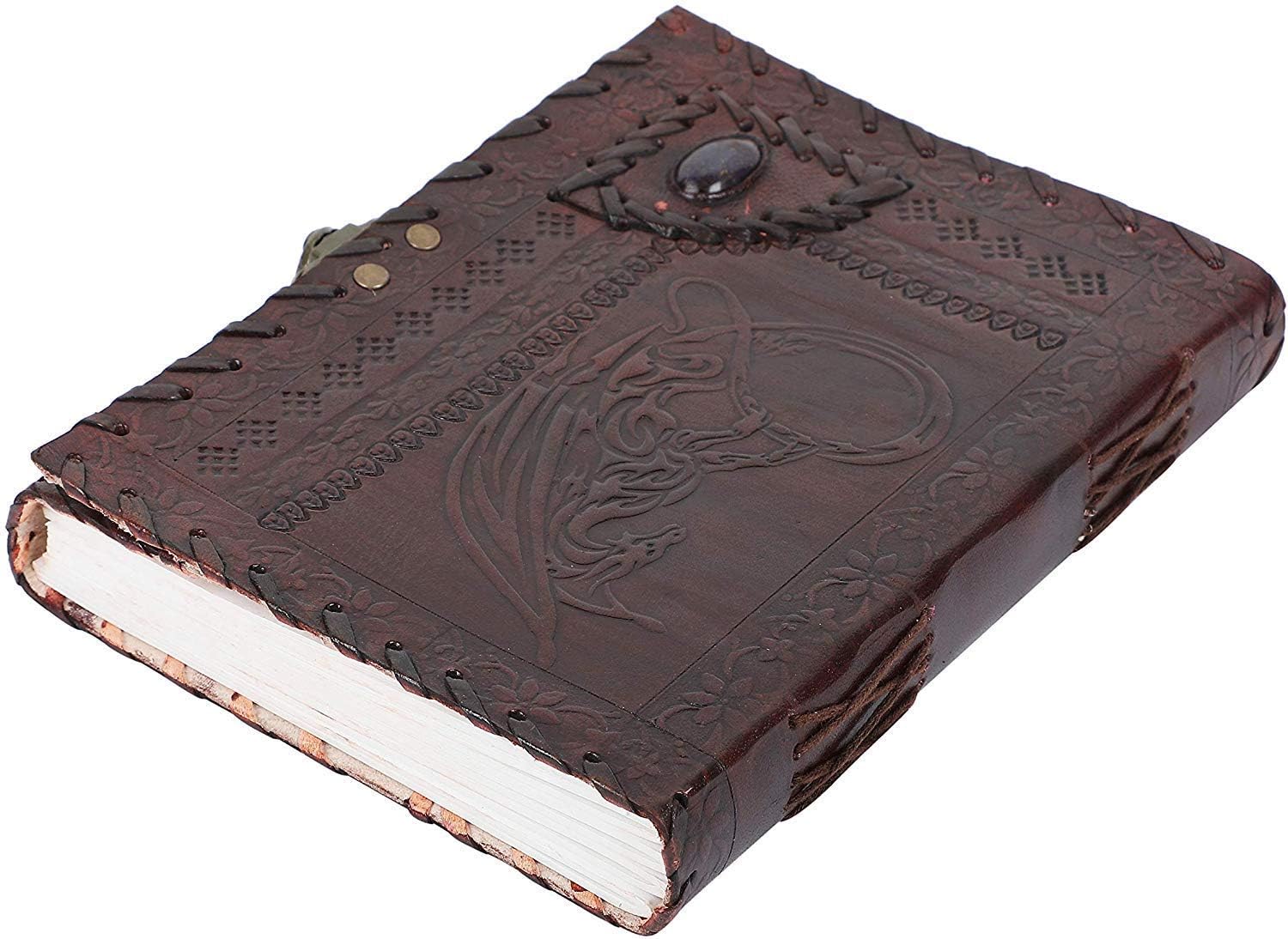 OVERDOSE Dragon with Stone Embossed Leather Journal - Image 5