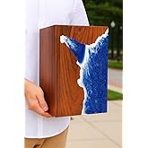 Emporium Crafts Handcrafted Rosewood Wooden Urn for Human or Pet Ashes – 11"x6"x6" Large Cremation Urn with Blue Resin Ocean Wave Inlay – Memorial Funeral Box for Adults up to 250 lbs
