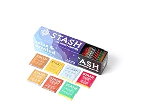 Stash Tea Relax and Unwind Tea Sampler - Assorted Specialty Tea Gift Set, Calming Herbal Teas to Support Relaxation, 7 Flavors, 35 Tea Bags