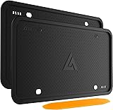 Aujen Silicone License Plate Frames Black, 2 Pack