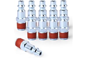GASHER 1/4-Inch NPT Male Industrial Air Plug, Pneumatic Plugs 300PSI (10-Pack)