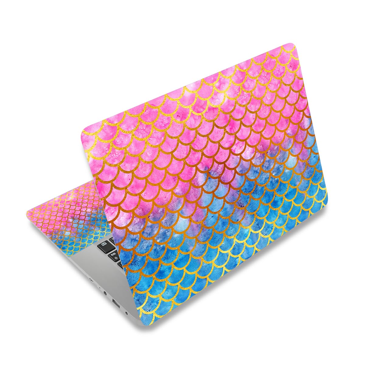 Laptop Skin Sticker Decal,12" 13" 13.3" 14" 15" 15.4" 15.6 inch Laptop Vinyl Skin Sticker Cover Art Protector Notebook PC (Free 2 Wrist Pad Included), Decorative Waterproof Removable, Mermaid Scales