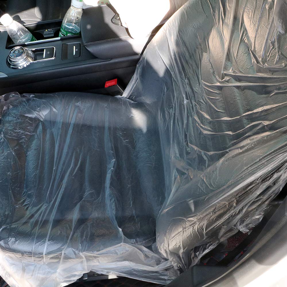 Amazing Tour 100 Pcs Car Disposable Plastic Seat Cover Waterproof