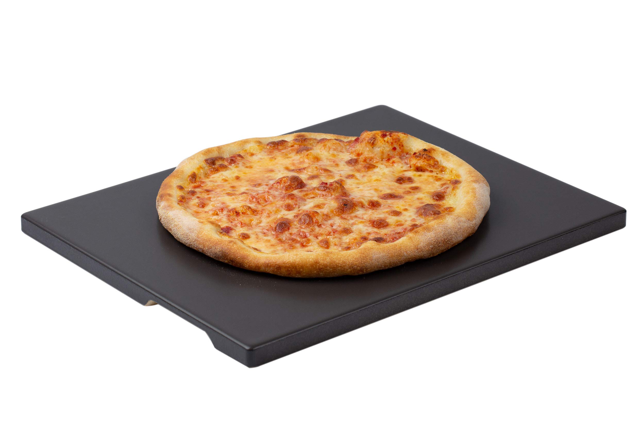Rocksheat Pizza Stone 30 x 38cm Ceramic Coating Rectangular Baking & Grilling Stone, Perfect for Oven, BBQ and Grill. Innovative Built - in Handles Design