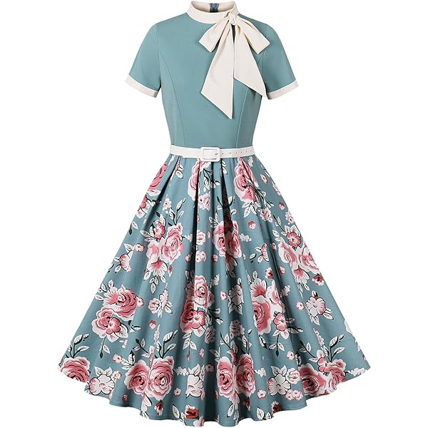 blue dress for baby girl 1950's Style Tea Length Short Spotty Wedding Dress