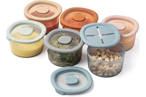 Moonkie Silicone Snack Containers for Kids & Toddlers | 8 oz Baby Food Containers with Airtight Lids and A Snack Lid | Baby Food Jars | BPA Free | Freezer & Dishwasher Safe | 6 Pack