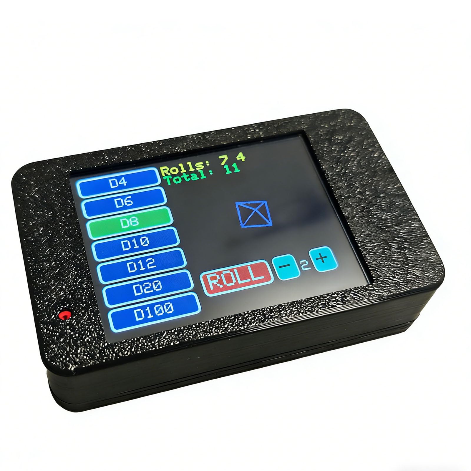 Photo 1 of Digital TTRPG Dice Roller - ESP32 Powered 90s Sci-Fi Cyberdeck for DND, MTG - Touchscreen Electronic Dice, Portable D20 Gadget.