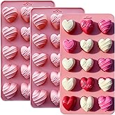 3 Pcs Heart Candy Chocolate Molds, Valentine's Day Mold Mini Heart Shaped Silicone Molds Small heart Ice Cube Mold for Jelly Resin Fondant Candle Valentine’s Day/Anniversary/Wedding DIY Baking