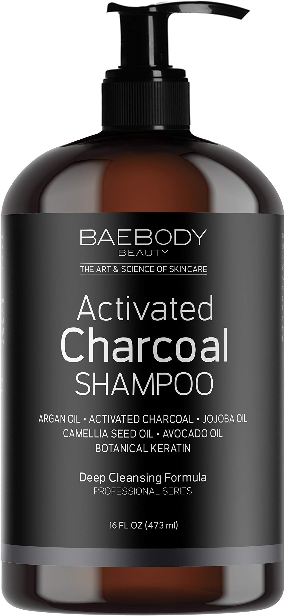 Baebody Activated Charcoal Shampoo with Keratin, 16 Ounces