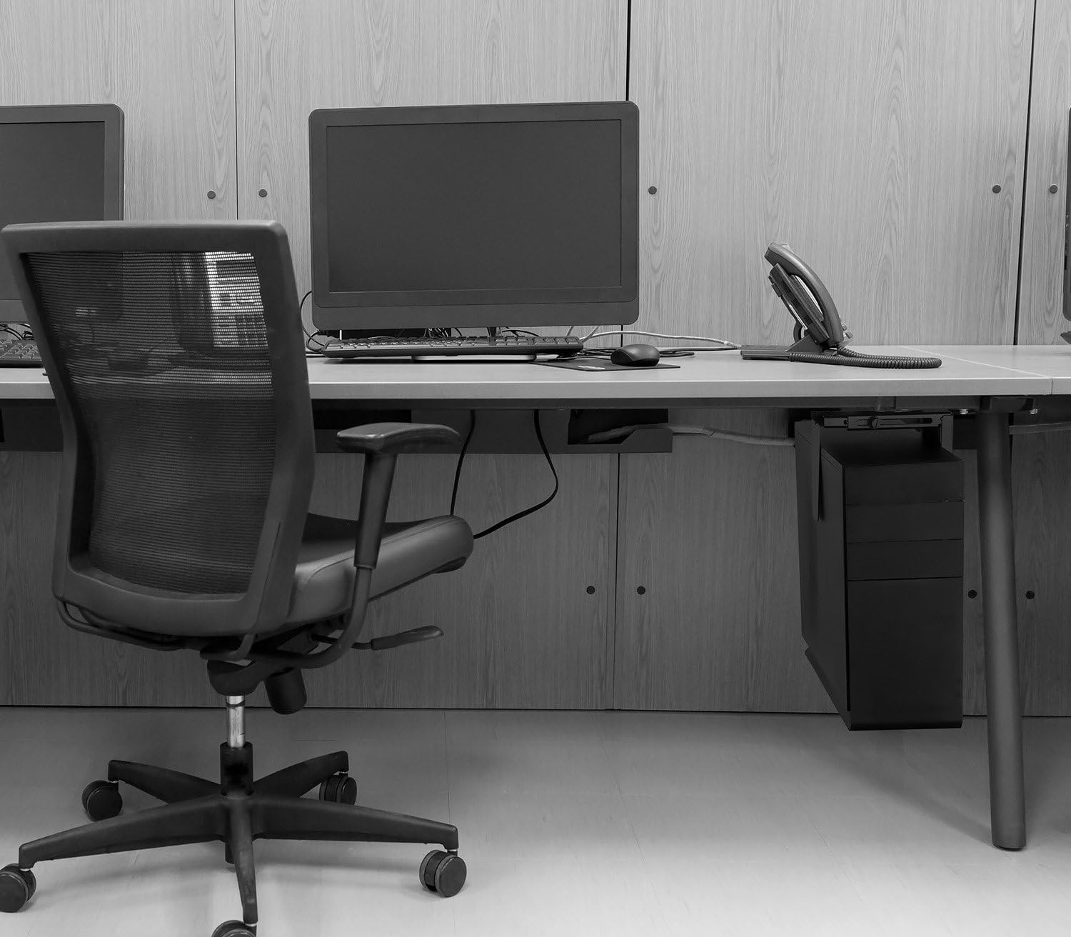 CPU Under Desk Mount Bracket - Computer Tower Wall and Under Counter Holder, 360 Degree Swivel Adjustable Height and Width Wall-Mountable : Office Products