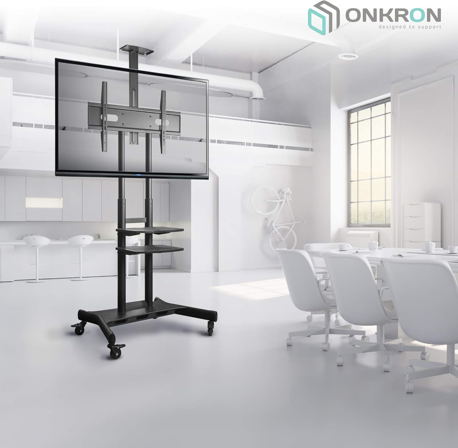 ONKRON Mobile TV Stand with Wheels Rolling TV Cart for 55 to 80 Inch LCD LED Flat Panel TVs (TS1881): Electronics
