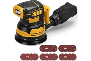 Cordless Random Orbital Sander Compatible for Dewalt 20v Battery, Electric Orbital Sander with 3 Variable Speeds, Brushless M