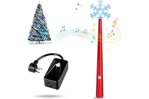 IRVENEUS Magic Light Wand, Wireless Remote Control Outlet for Christmas String Lights and Decorations Lights, Remote Magic Wand Switch Kit with Music, Ideas for Kids/Friends/Family (Red)