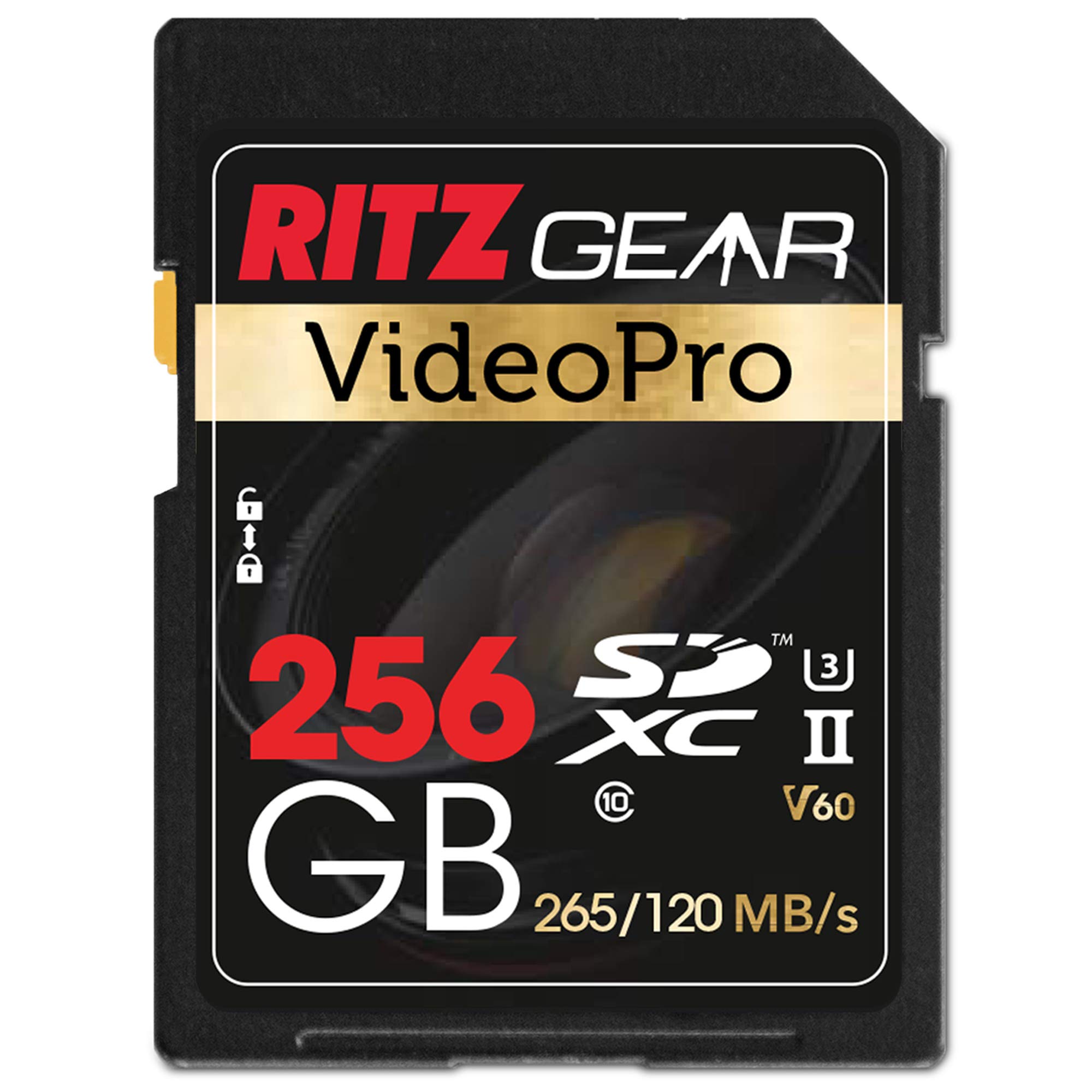 Ritz Gear 256GB High-Speed SDXC UHS-II SD Card, C10, U3, V60, Full-HD & 8K Memory Card for DSLR, Cinema-Quality Video Cameras