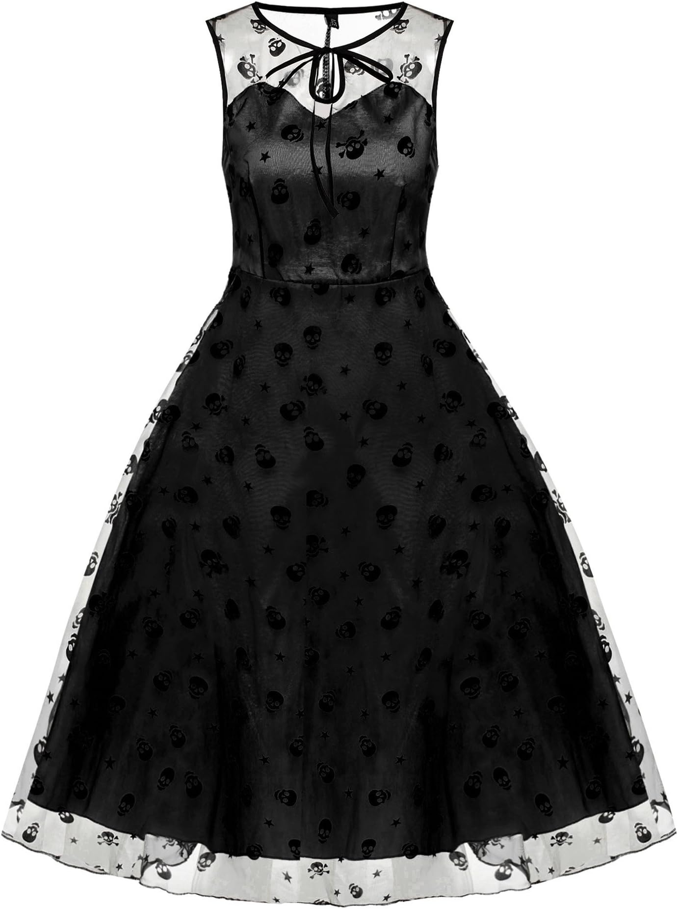 Fanala Retro Women Sleeveless Mesh Embroidery Bridesmaid Prom Party Cocktail Dress