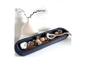 LINSUO Wooden Dough Bowl Decor, Vintage Wooden Bowl Hand Carved Home Decor for Dining Table Center, Living Room, Kitchen Decor. (20in black)