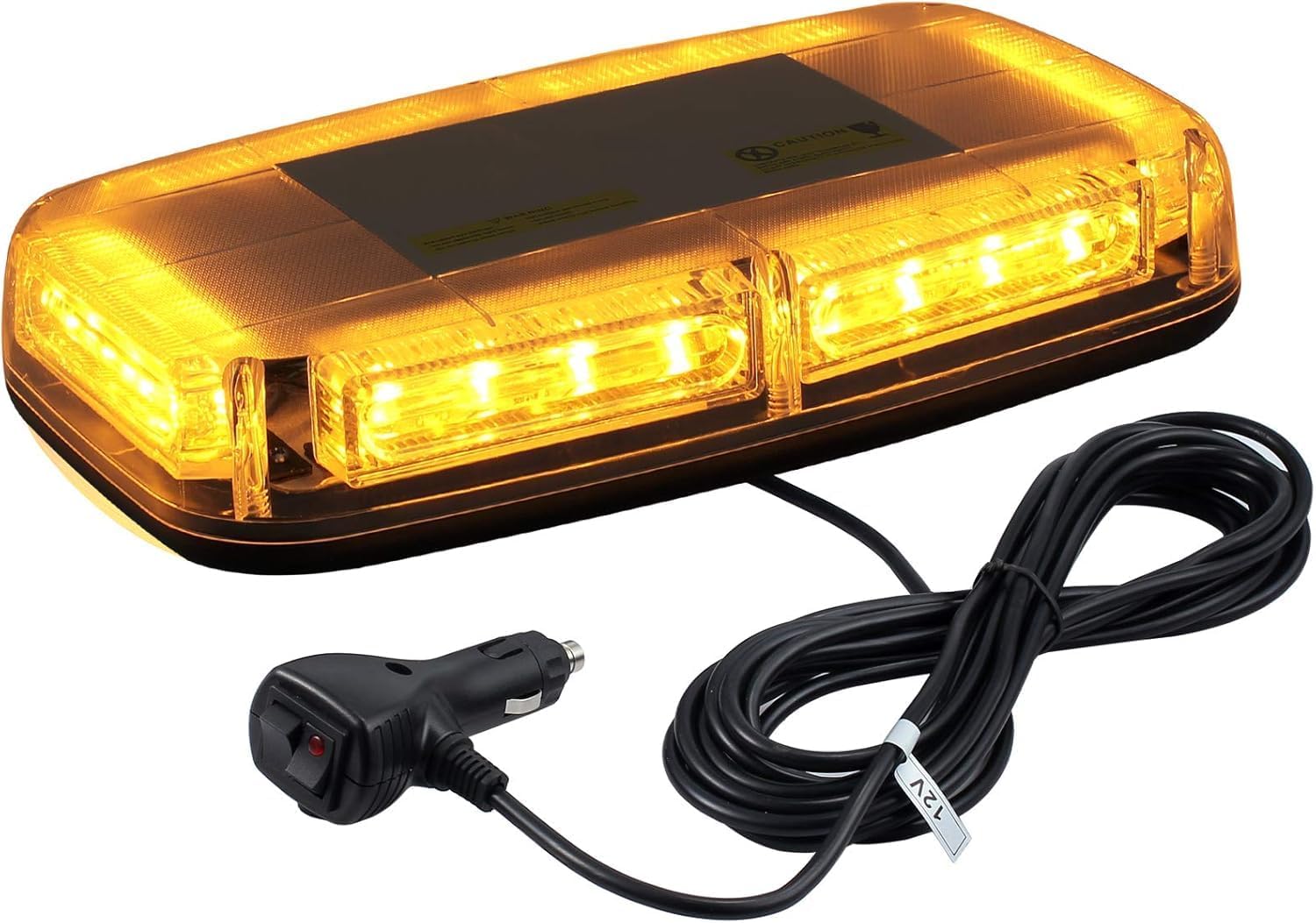 PROZOR 24-LED Magnetic Beacon Light Bar - 7 Flash Modes, IP65 Waterproof Amber Emergency Beacon with Dual Switches & 5m/16.4ft Cable for Cars, Trucks, SUVs, Boats