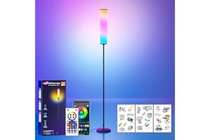 Lphianx RGB Cylinder Floor Lamp, 1500Lumen Smart Floor Lamps with Remote Contro, DIY Mode, Music Sync, Compatible with Alexa,