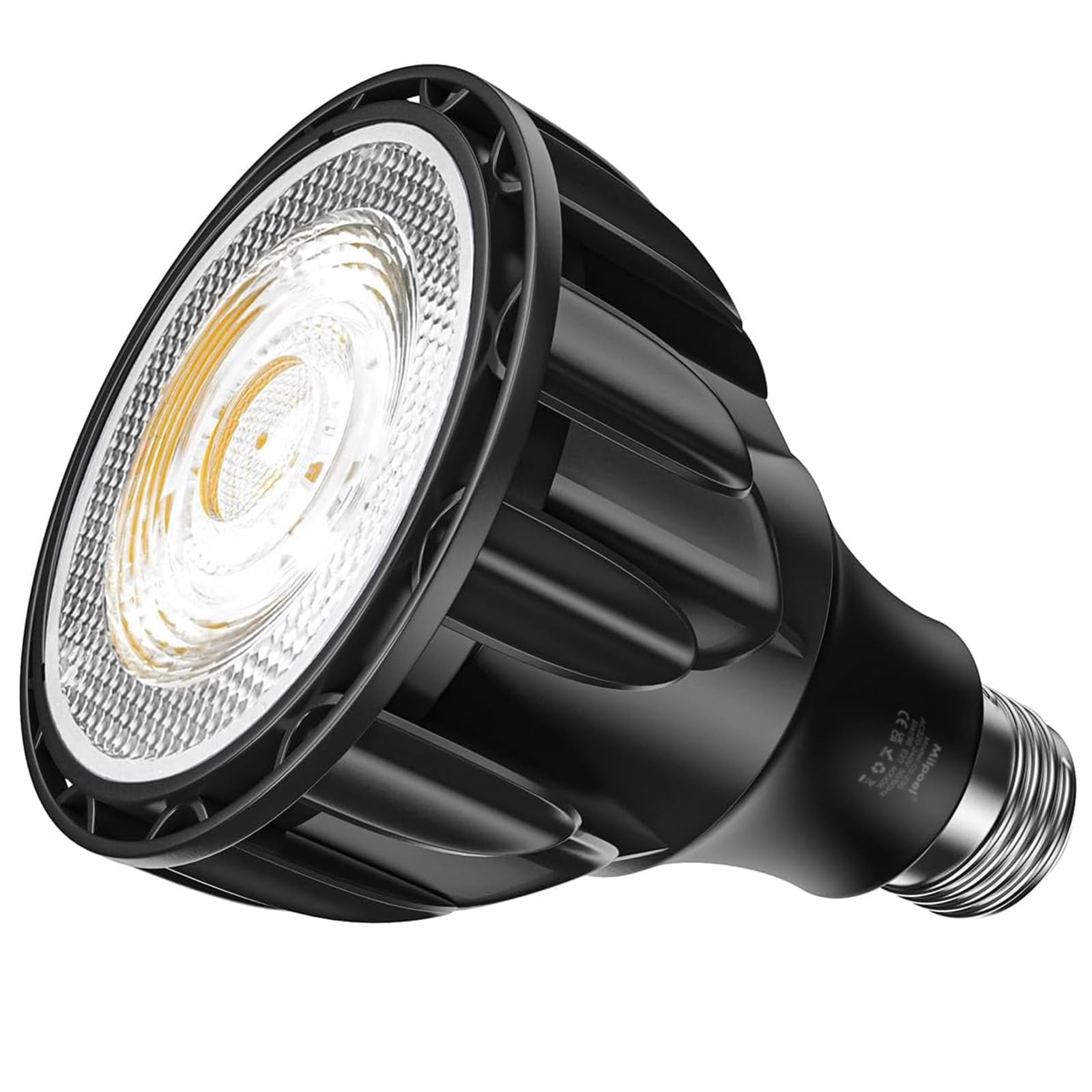 Milpoel 30W LED Grow Light for Indoor Plants, Full Spectrum E27 Plant Grow Light Bulb for Seedlings Succulents Flowers Hydroponic (Black, 30W 4000K)